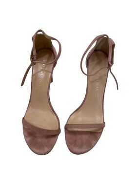 Stuart Weitzman Dusty Pink Suede Ankle-Strap Heels